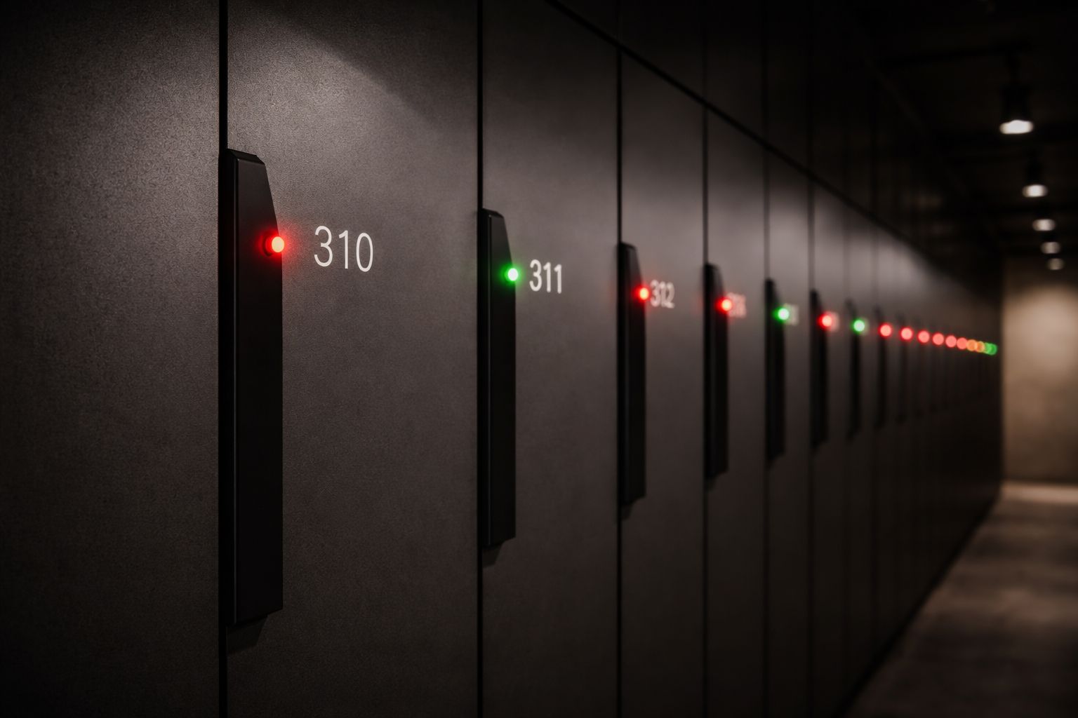 Schließfachreihe Perspektive